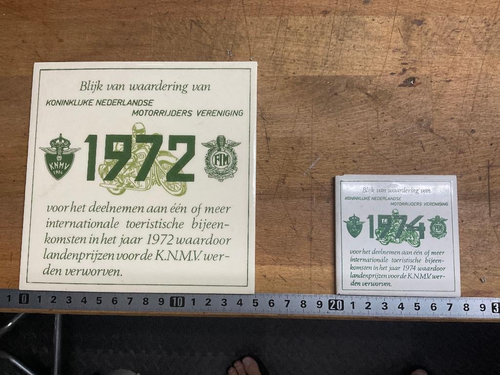 Bedank tegel KNMV voor landenprijzen, Verzamelen, Ophalen of Verzenden, Gebruikt, Motoren
