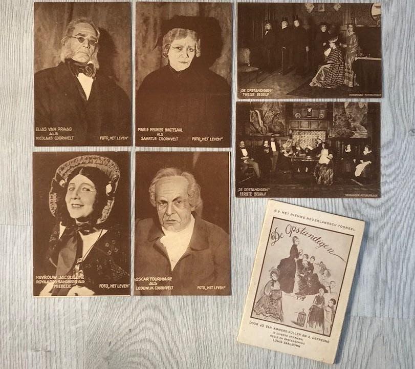 Zes antieke ansichtkaarten Het Nieuwe Nederlandsch Tooneel, Ophalen of Verzenden, 1920 tot 1940, Ongelopen, Cultuur en Media