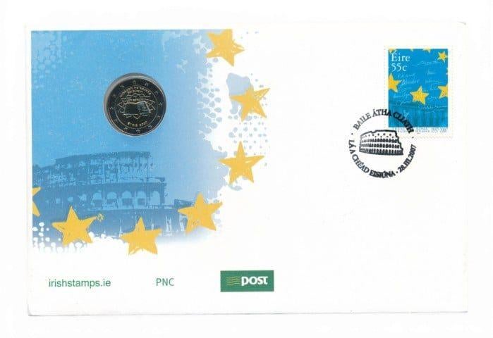 Ierland 2 Euromunt 2007 Verdrag van Rome Numisbrief in envel