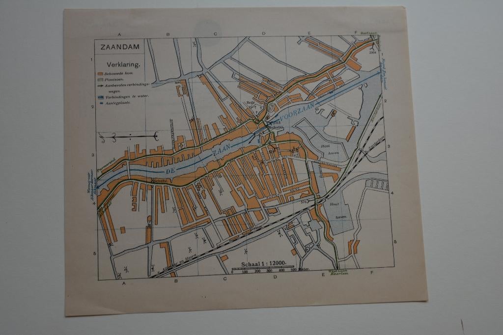 ZAANDAM PLATTEGROND CHROMOLITHO ANWB 1901-1920 E90, Gelezen, ANWB, Verzenden, 2000 tot heden