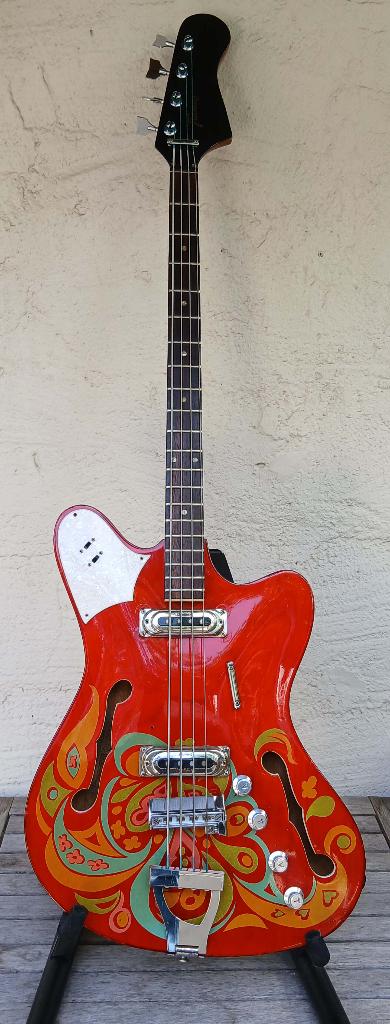 Framus Atlantic Bass S-43 flower power paint 1968 basgitaar, Ophalen, Gebruikt, Elektrisch