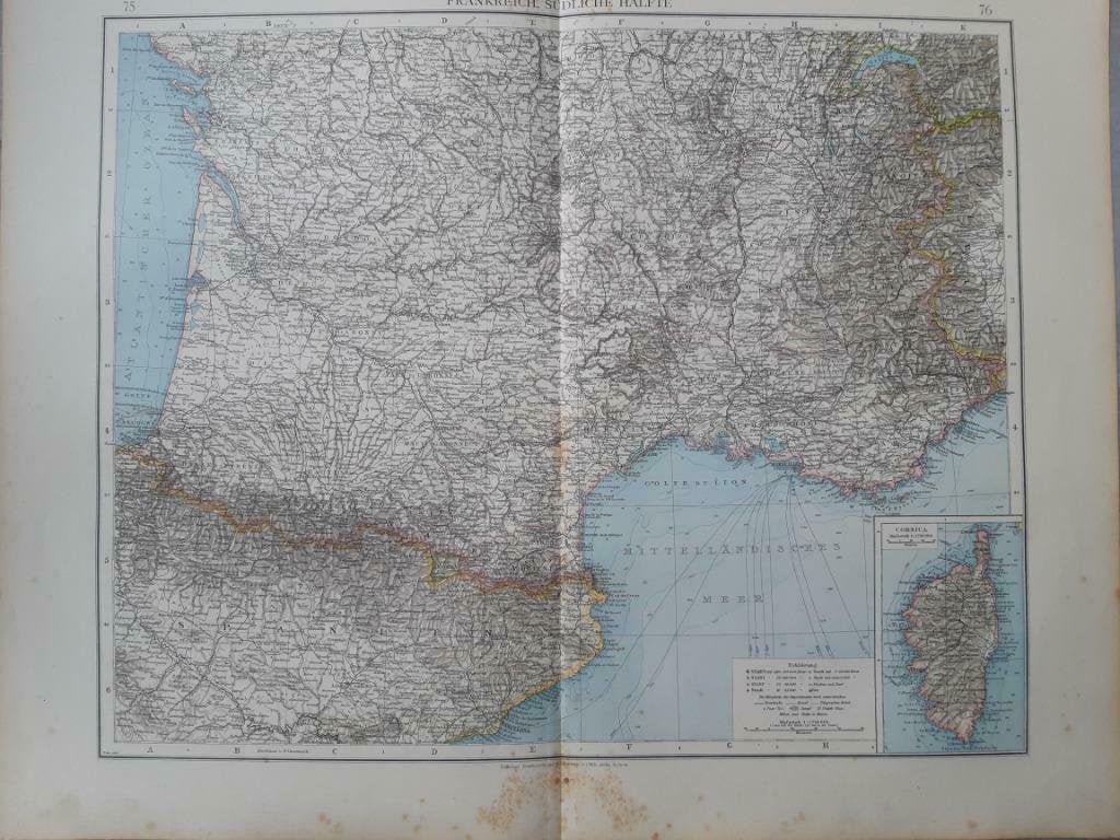 75-76/ Zuid Frankrijk en Corsica  Litho uit 1899, Ophalen of Verzenden