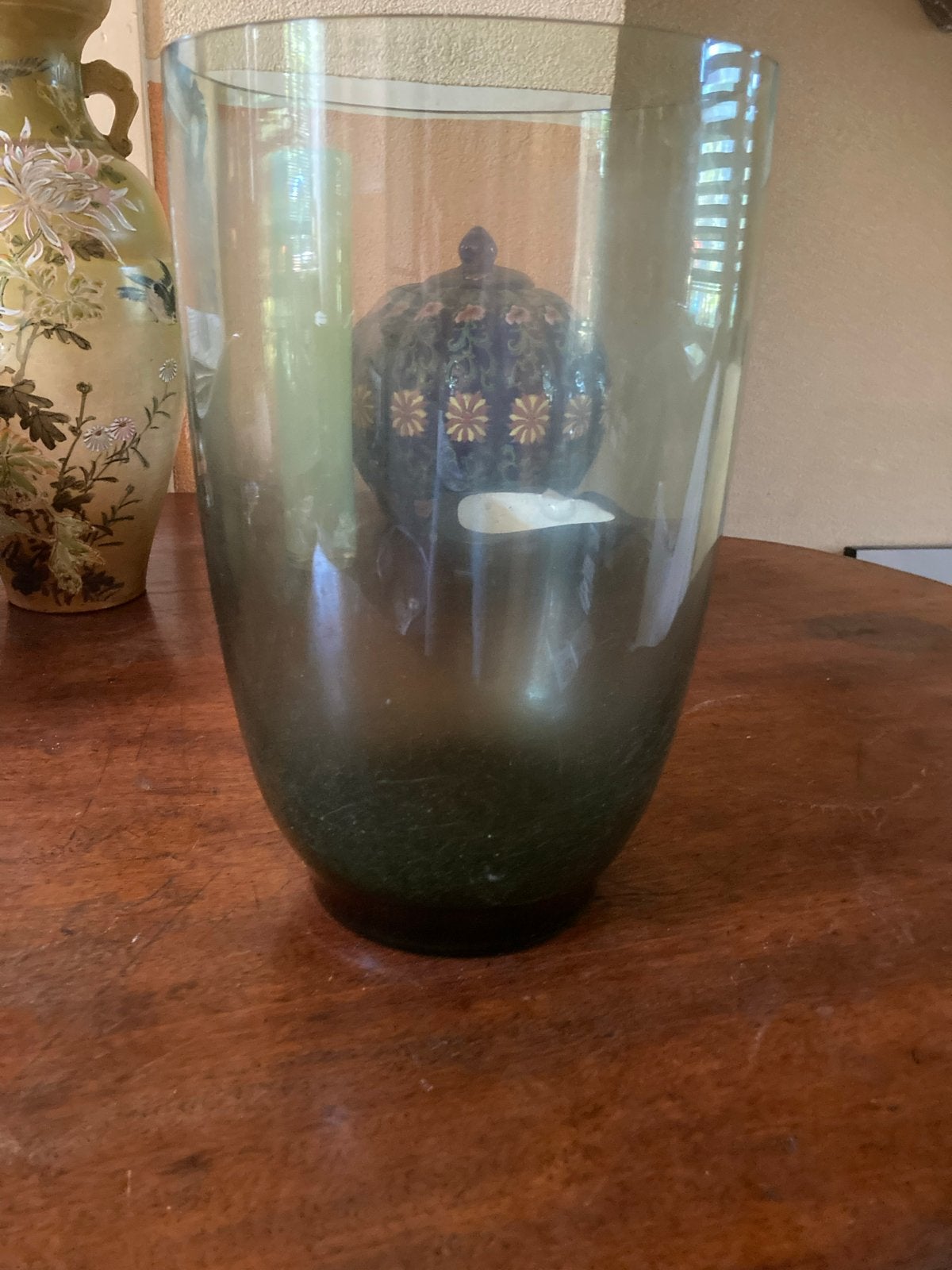 Grote Copier vaas, groen glas, jaren '30, Ophalen of Verzenden