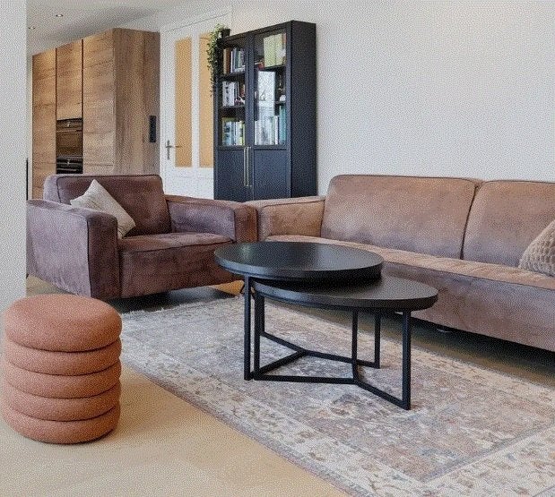 Bank 3,5 zits + 1,5 zits (loveseat) Bruin, Huis en Inrichting, Banken | Bankstellen, Ophalen, 250 tot 300 cm, Gebruikt, Driepersoons