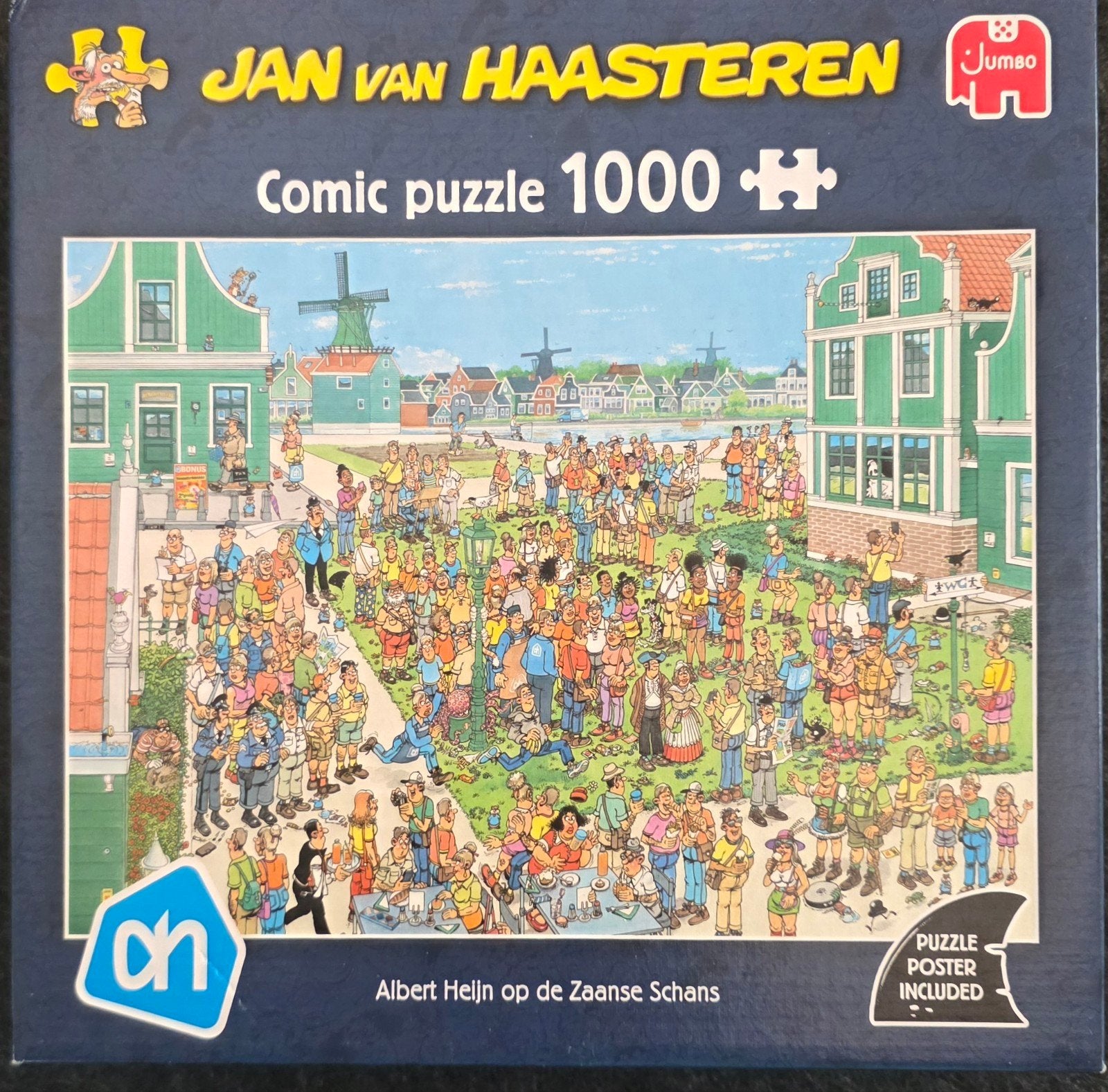Jan van Haasteren A.H op de Zaanse Schans 1000 stukjes., Ophalen of Verzenden, 500 t/m 1500 stukjes, Gebruikt, Legpuzzel
