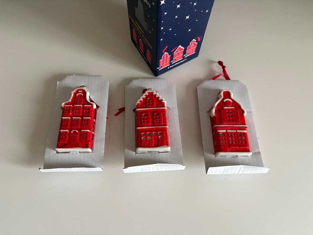 Hollandse huisjes set van 3 kersthangers - nieuw, Ophalen of Verzenden, Nieuw