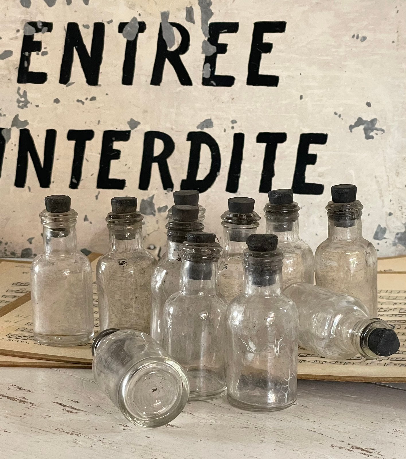 Brocante oude kleine apothekers flesjes / flesje, Antiek en Kunst, Ophalen of Verzenden