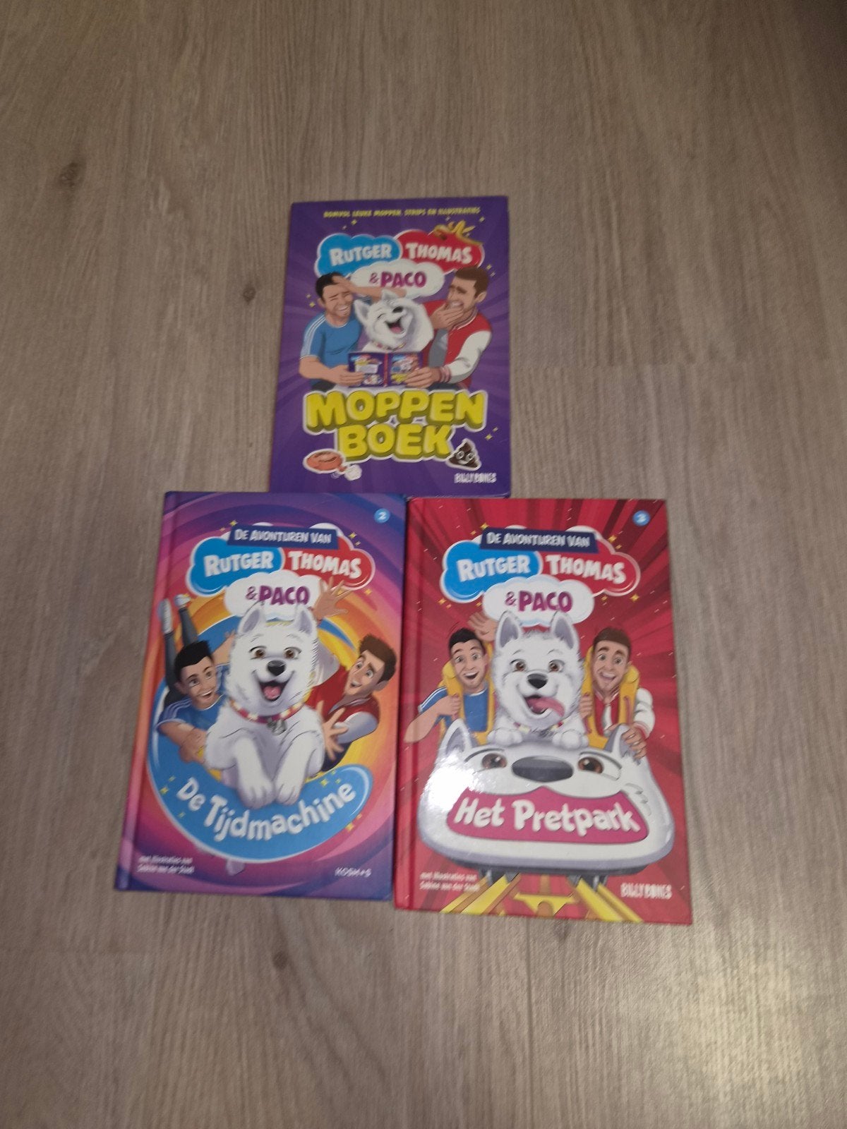 Rutger, Thomas & Paco Boeken: Moppenboek, Tijd en Pretpark, Boeken, Ophalen of Verzenden