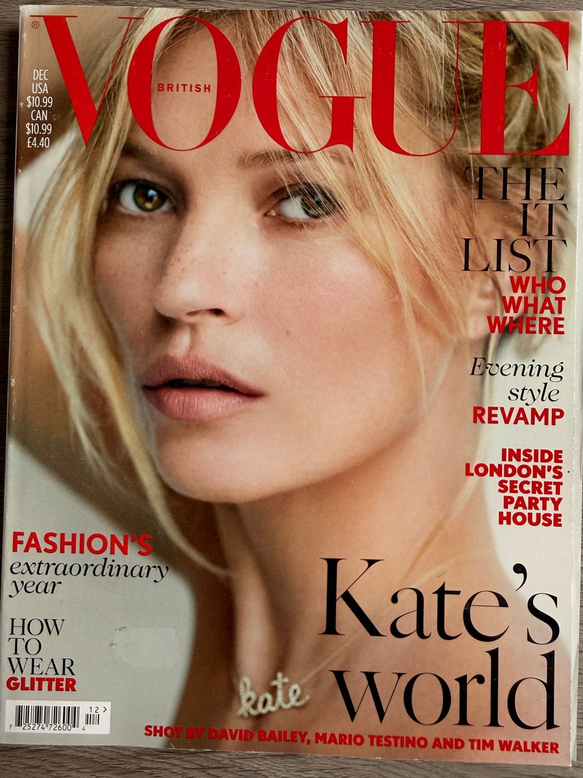 British Vogue December 2014 - Kate Moss world, Boeken, Ophalen of Verzenden, Zo goed als nieuw, Glossy
