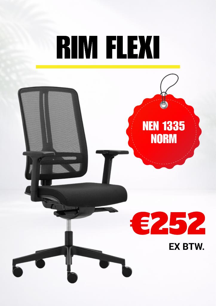 Rim FLEXi – NEN 1335 bureaustoel – Zwart – Refurbished, Zwart, Ophalen of Verzenden, Zo goed als nieuw, Bureaustoel