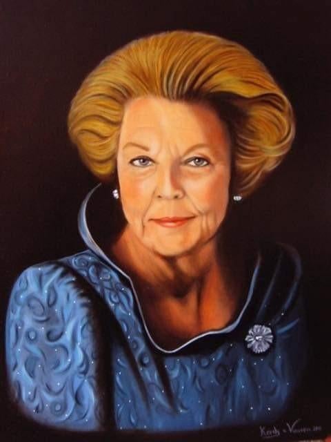 Prinses Beatrix olieverfportret., Antiek en Kunst, Ophalen