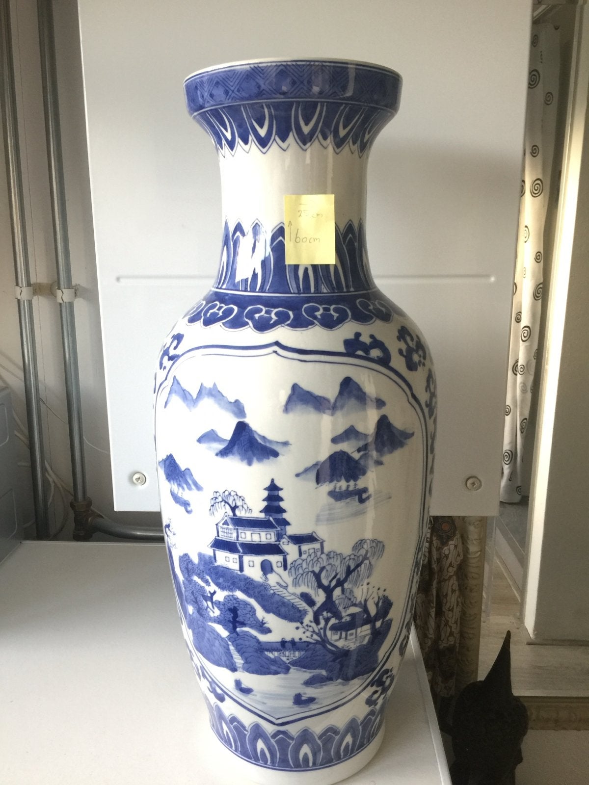 Grote Chinese porseleinen vaas, blauw-wit, 60 cm, Ophalen