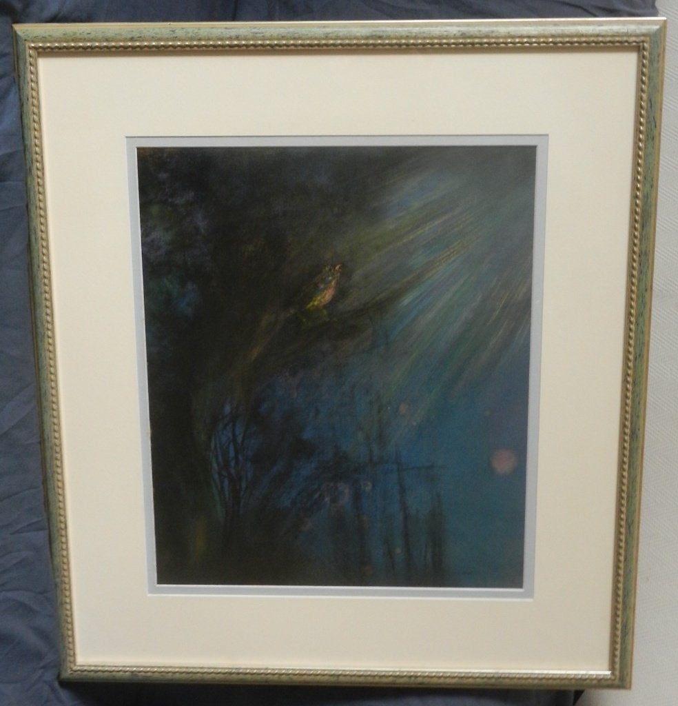 Pastel Kwinkelerende Vogel Janus van Zeegen(1881-1966) 45x38, Antiek en Kunst, Kunst | Tekeningen en Foto's, Ophalen of Verzenden