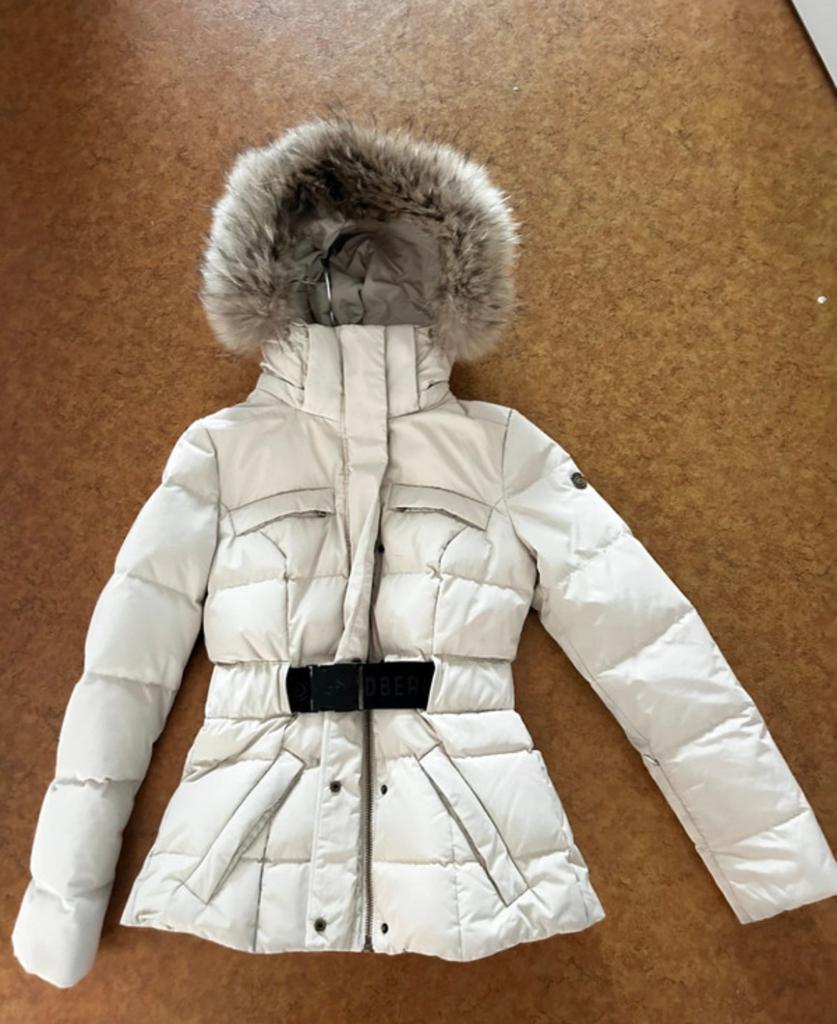 Mooie Goldbergh winterjas / ski jas met bontkraag Dames S, Ophalen of Verzenden, Gedragen, Maat 36 (S), Beige