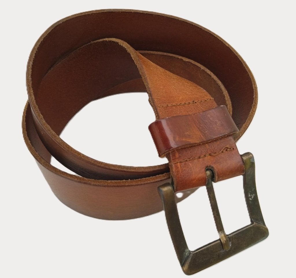Robuuste leren riem, 95 tot 105 cm, Bruin, Echt leder, Ophalen of Verzenden