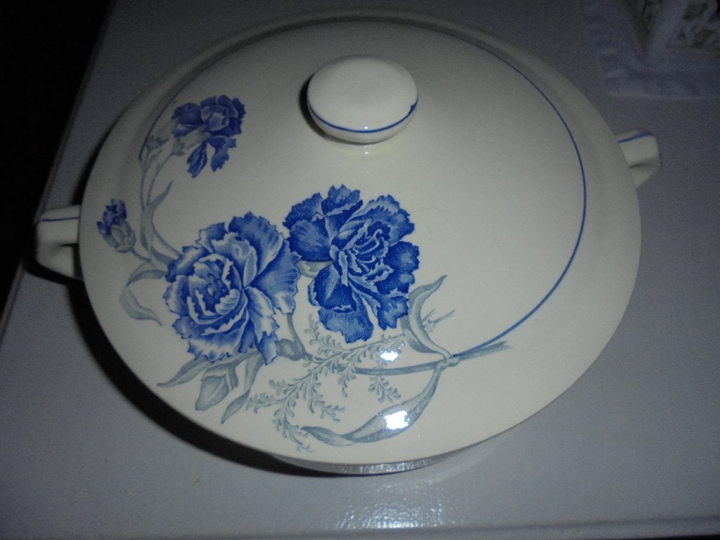 dekschaal blauwe bloemen, Antiek en Kunst, Ophalen of Verzenden