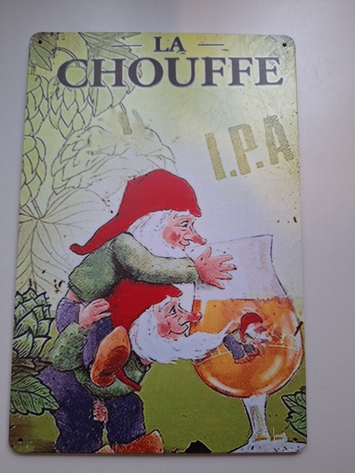 La Chouffe IPA Reclamebord - Kabouters en Bier, Ophalen of Verzenden, Gebruiksvoorwerp