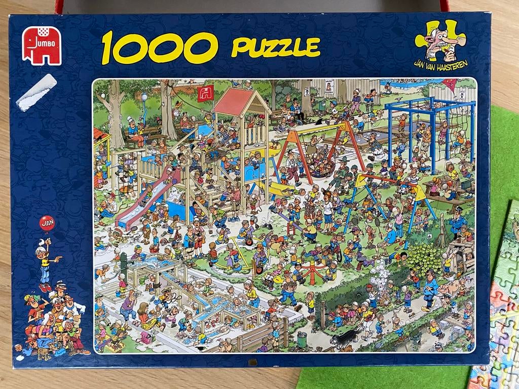 Jan van Haasteren - De Speeltuin - 1000 stukjes, Ophalen of Verzenden, 500 t/m 1500 stukjes, Zo goed als nieuw, Legpuzzel