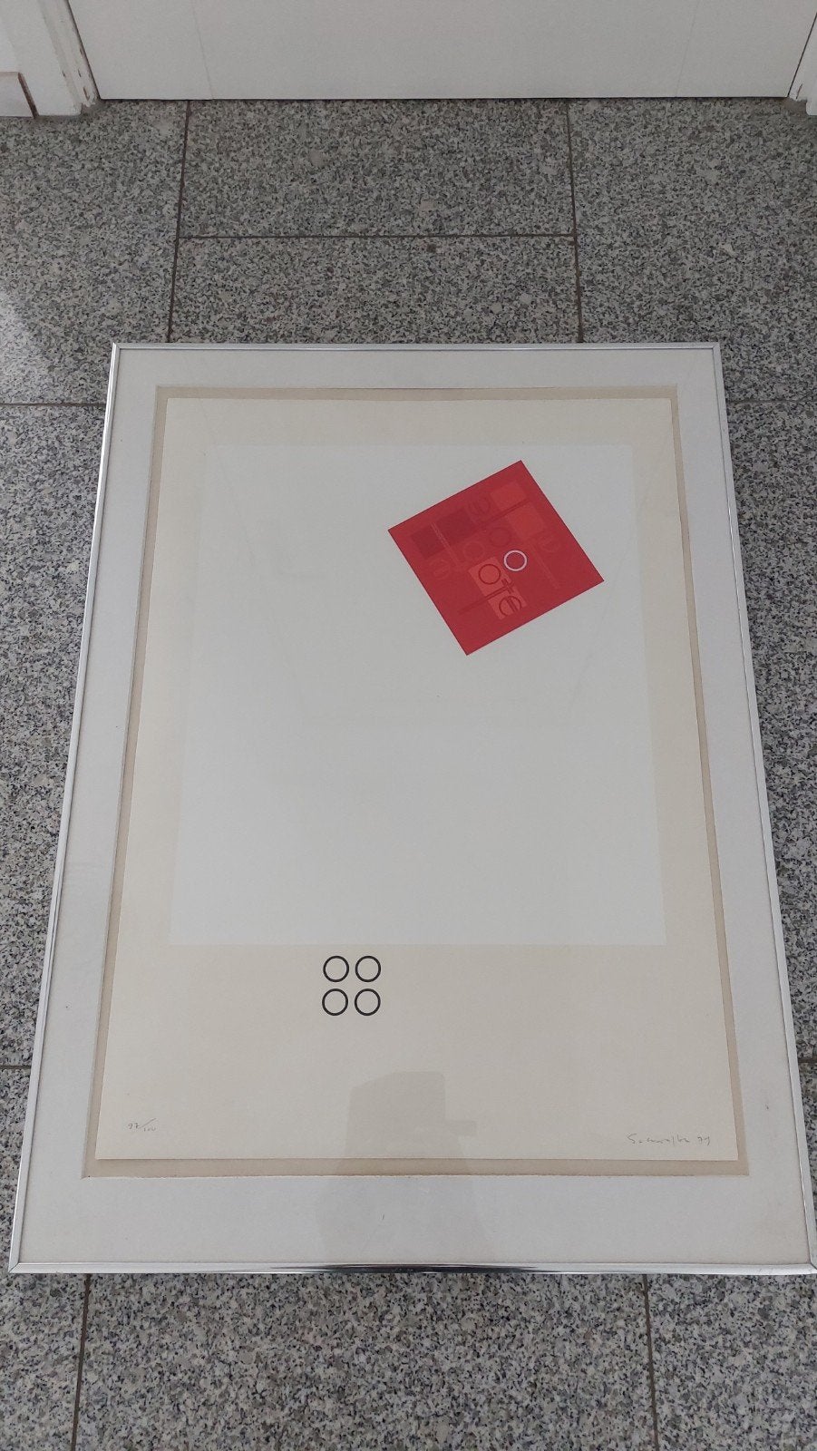 Geometrisch abstracte zeefdruk van Ole Schwalbe (1979), Ophalen