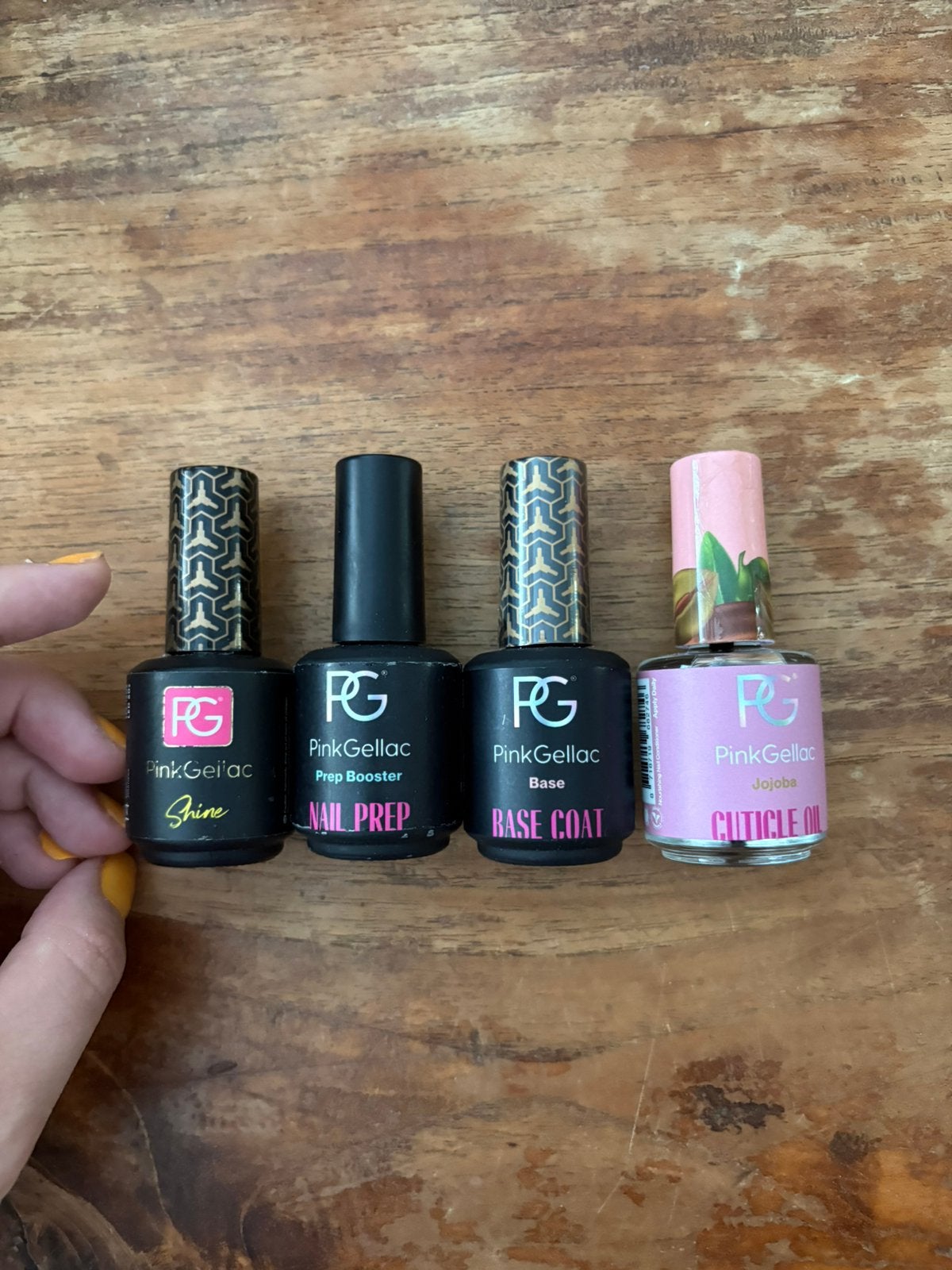 Pink gellac shine, base, prep booster en cuticle oil, Ophalen of Verzenden, Zo goed als nieuw, Overige kleuren, Handen en Nagels