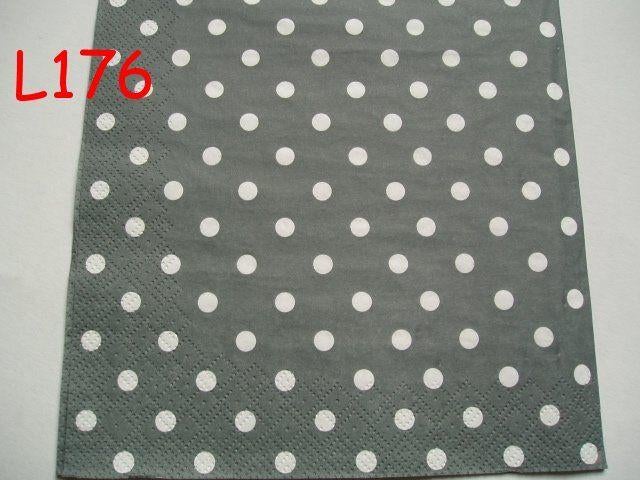 OPRUIMING servetten decoupage * polkadot grijs L176 – 7x, Verzenden, Nieuw