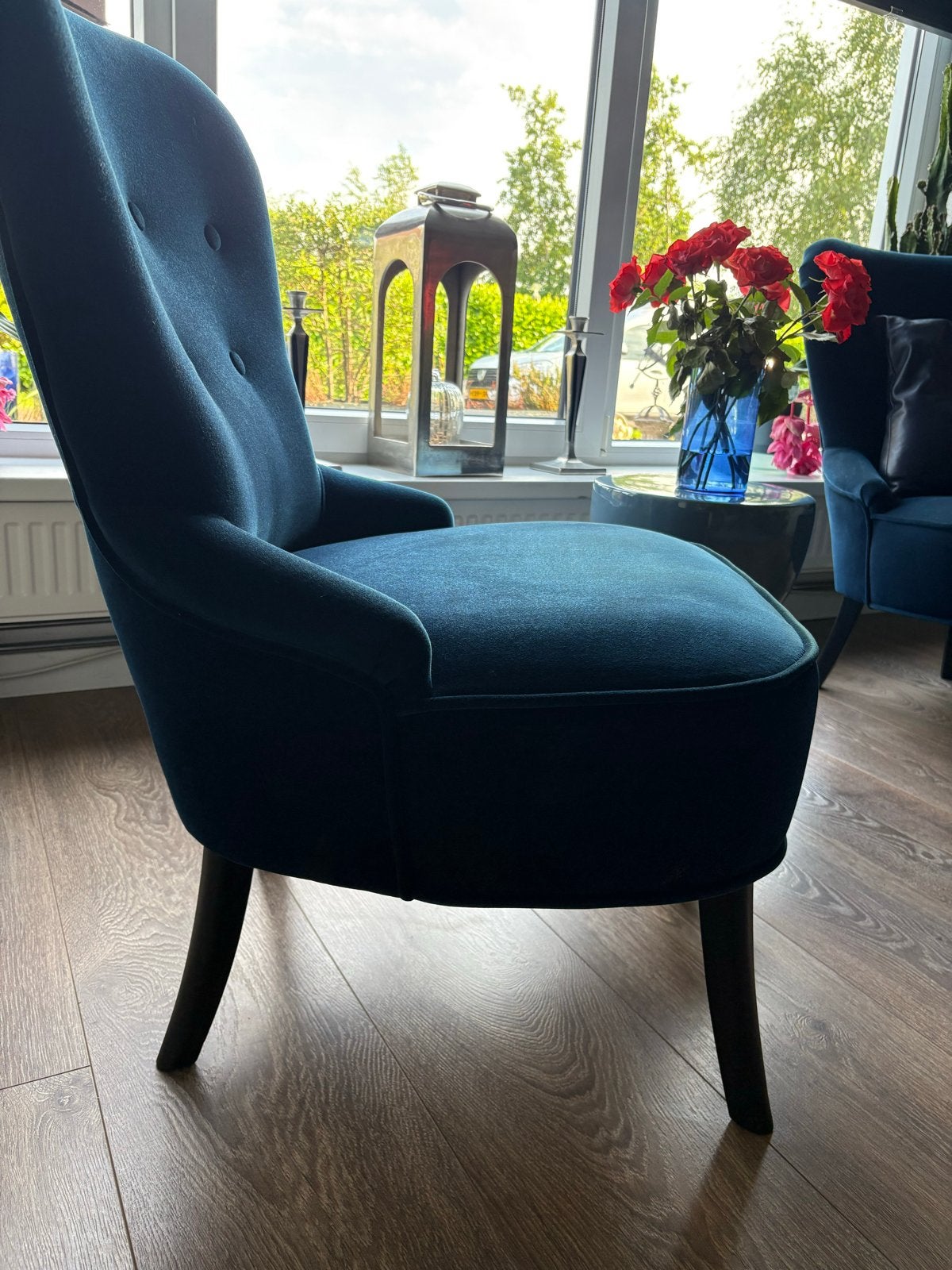Twee donkerblauwe Ikea stoeltjes in goede staat, Huis en Inrichting, Twee, Blauw, Ophalen of Verzenden, Zo goed als nieuw
