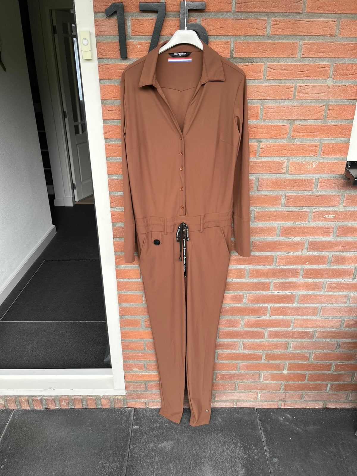 My pashion travelstof jumpsuit bruin m als nieuw, Kleding | Dames, Ophalen of Verzenden, Zo goed als nieuw, Maat 38/40 (M), Bruin