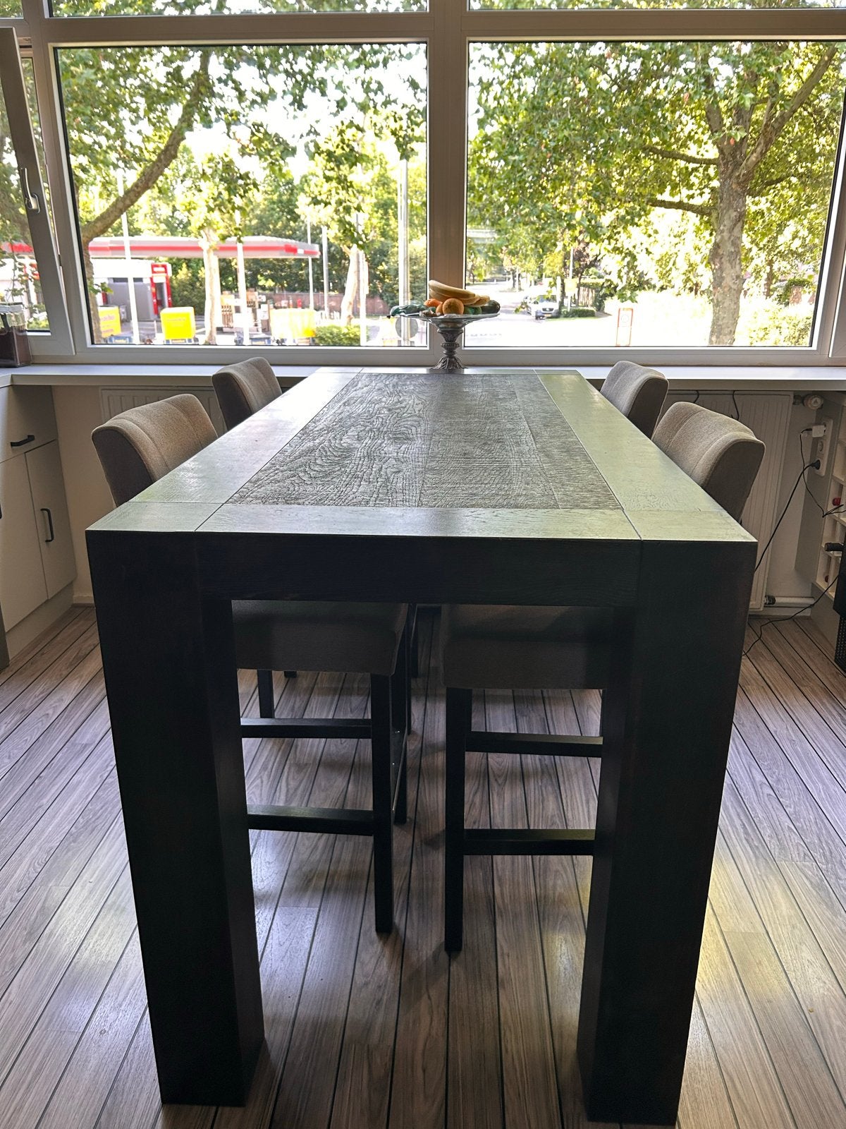 Set van 4 barkrukken en bartafel Gebruikt, Ophalen, Gebruikt