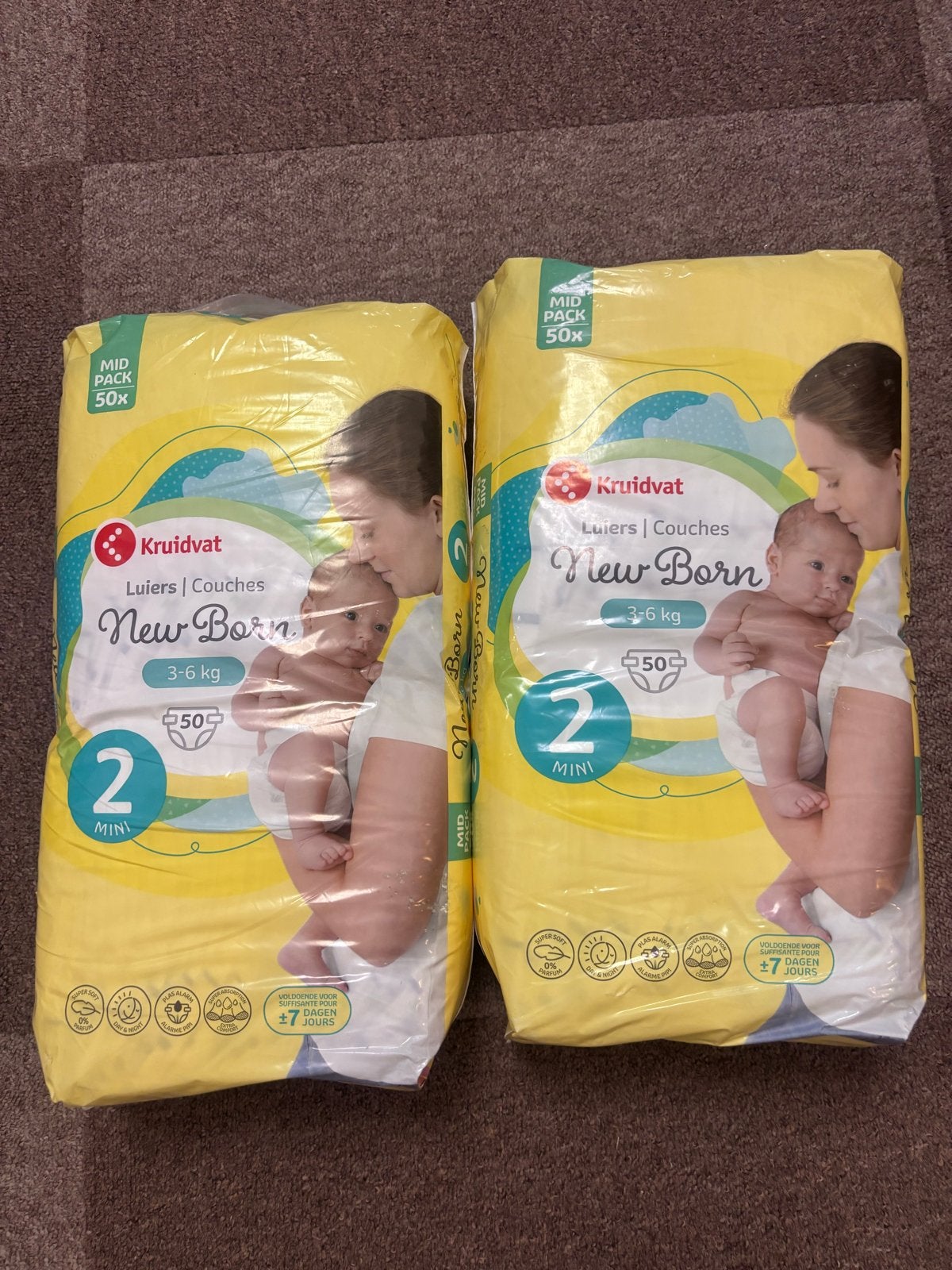 Kruidvat New Born Luiers Maat 2 (3-6 kg) - 2x50 stuks, Ophalen of Verzenden, Nieuw