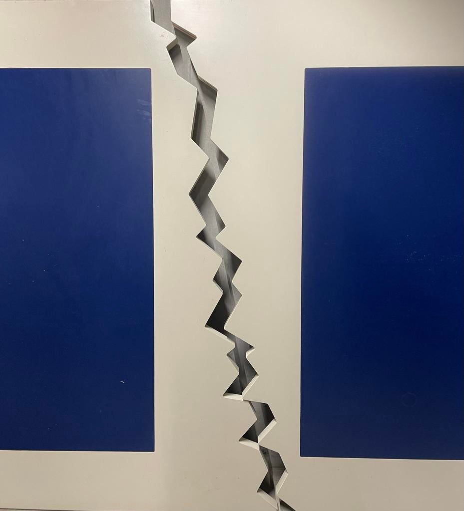 Unieke tweedelige tafel met stalen onderstel, Ophalen, Gebruikt, 200 cm of meer, Metaal