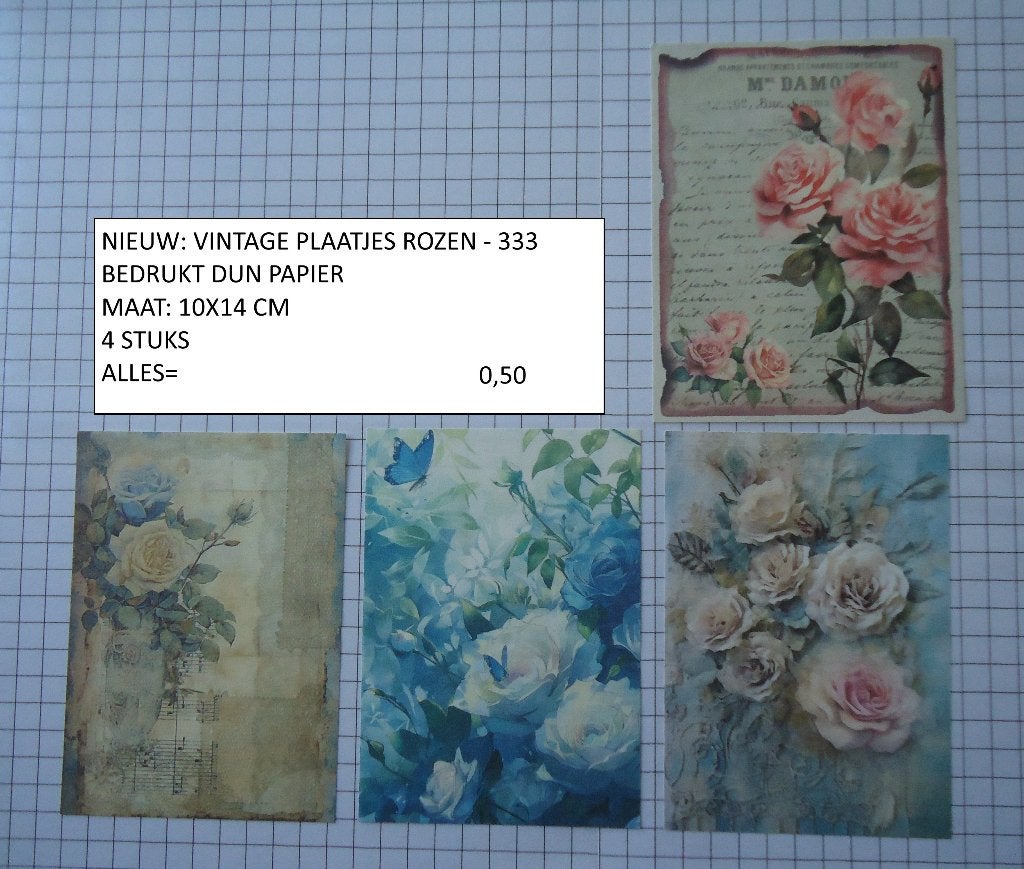 ⚠️nu 0,35: vintage plaatjes rozen 333 ( alleen verzenden, Ophalen, Nieuw, Overige thema's, Knipvel