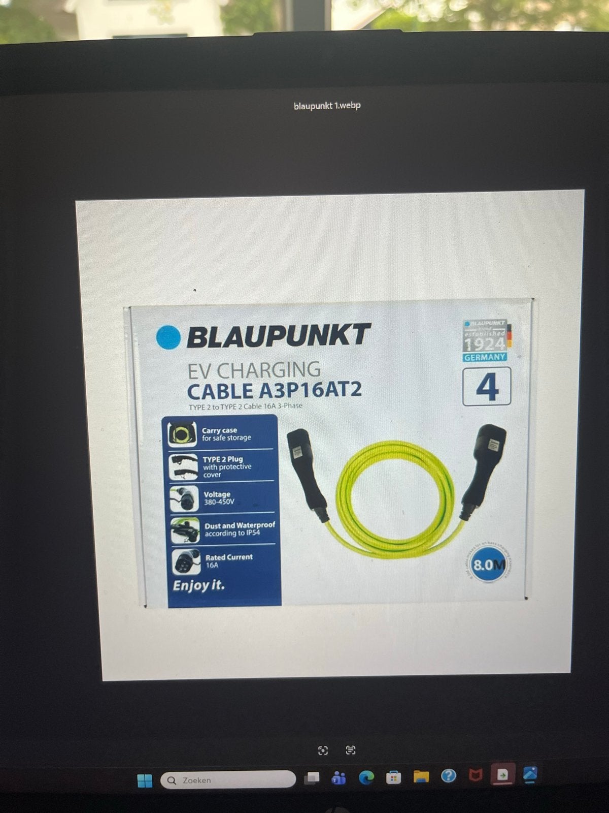 Blaupunkt EV 3 Fase laadkabel type 2 - 16A - 8m, Ophalen of Verzenden, Nieuw, Audi