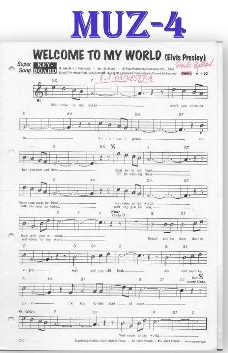 Muz4 bladmuziek super song - Welcome to my World, Orgel, Gebruikt, Ophalen of Verzenden, Artiest of Componist