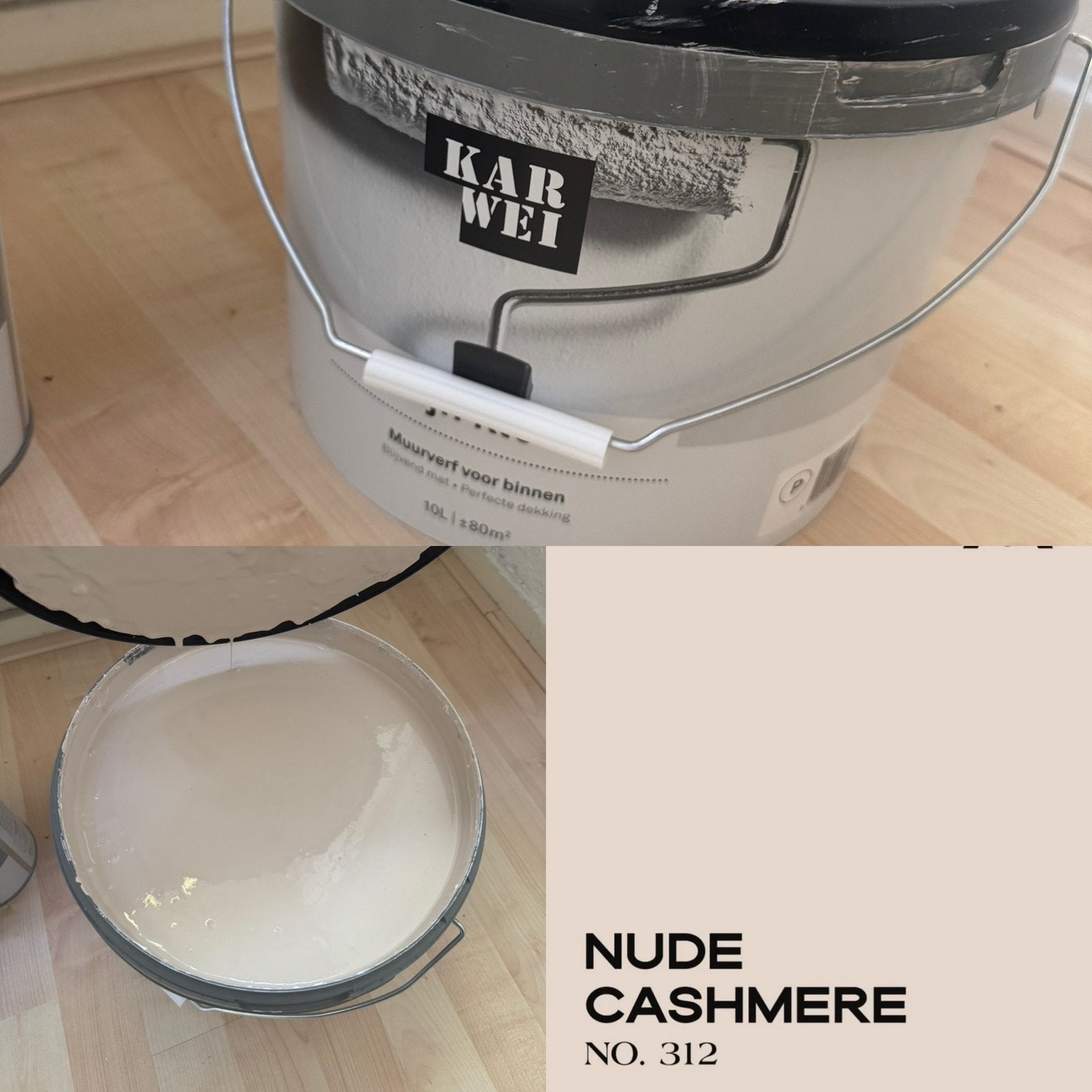 Karwei (meng)muurverf mat 10L- nude cashmere no312, 5 tot 10 liter, Ophalen, Nieuw, Beige