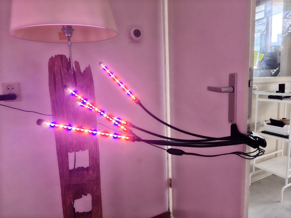 Design vloerlamp met driftwood paal en LED plantenlampen, Ophalen, 150 tot 200 cm