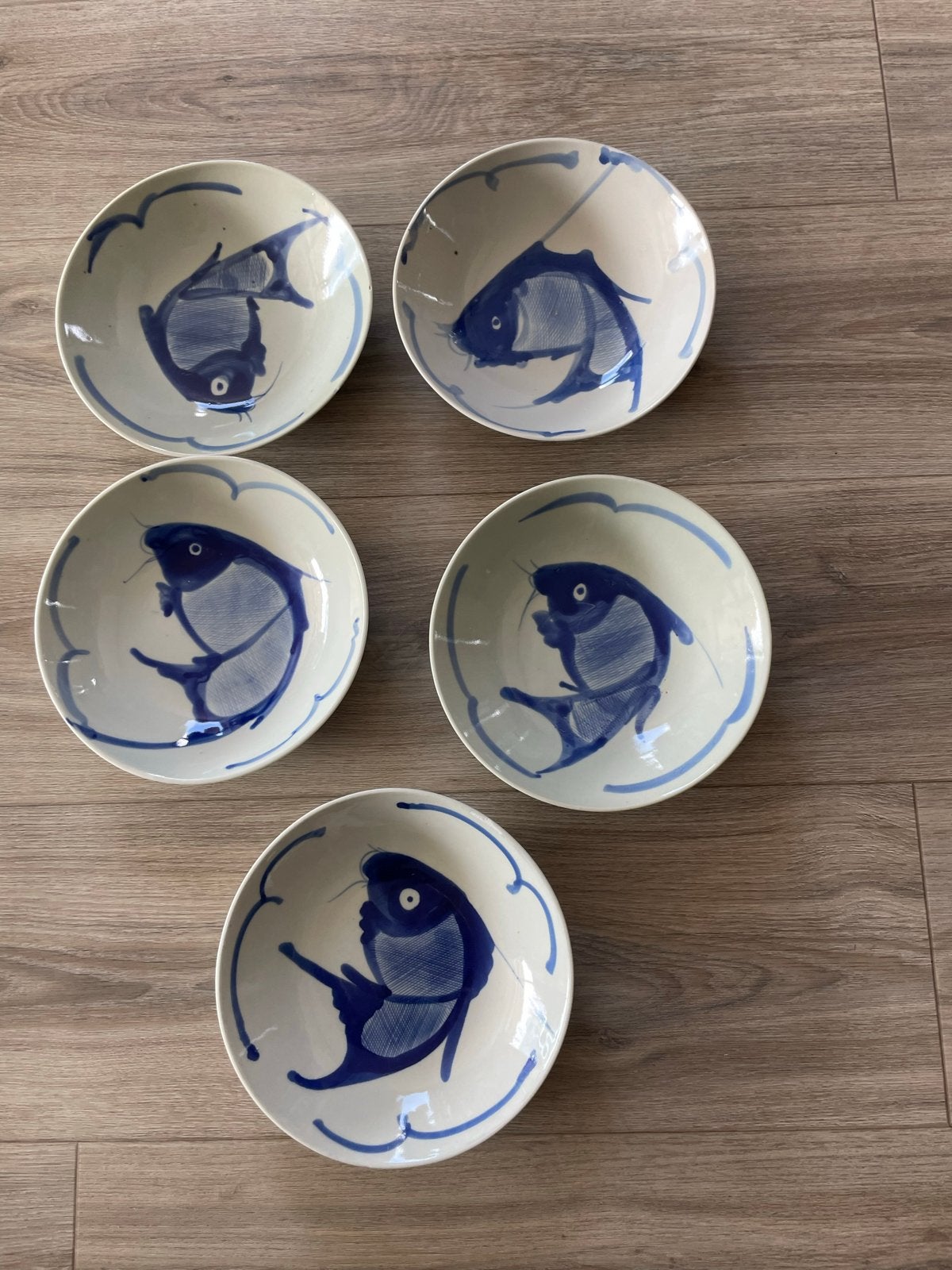 Set van 5 Chinese Koi Karper Borden, Ophalen of Verzenden