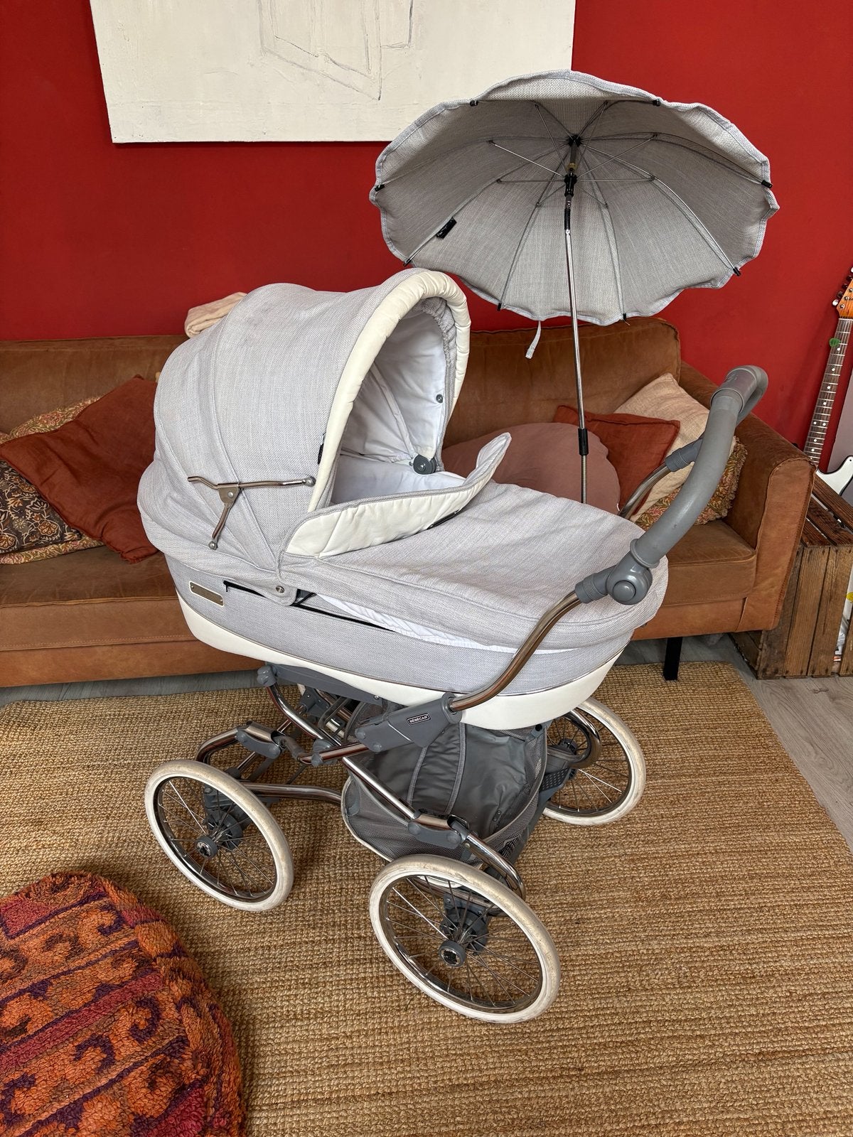 Bebecar 3-in-1 Combiwagen Grijs/Wit - Vintage Retro stijl, Gebruikt, Met autostoeltje, Combiwagen, Ophalen