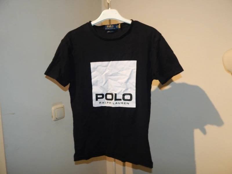 Ralph Lauren polo sport shirt zwart witte merk druk 14Y