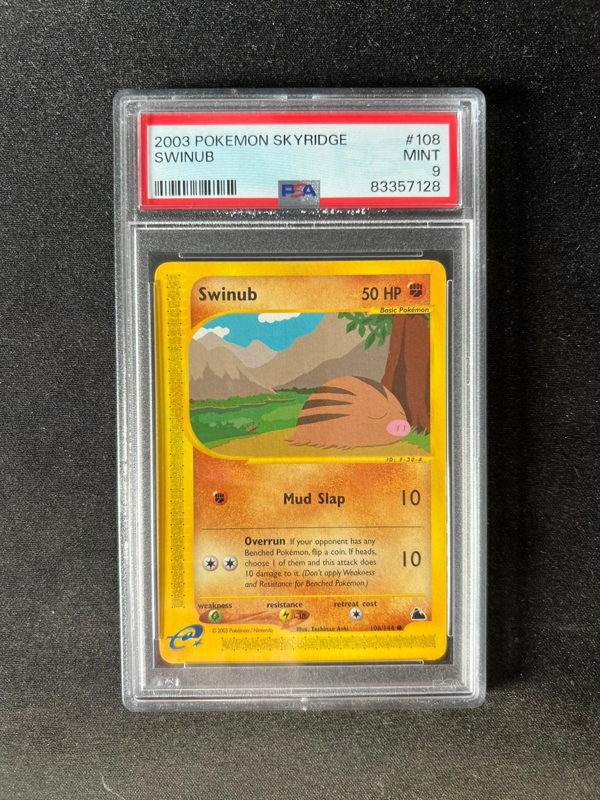 Swinub 108 Pokemon Kaart PSA 9, Ophalen of Verzenden, Nieuw, Losse kaart
