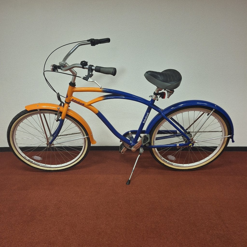Rabobank Beach Cruiser Fiets - Oranje/Blauw, universeel, Terugtraprem, Versnellingen, Nieuw, Minder dan 47 cm