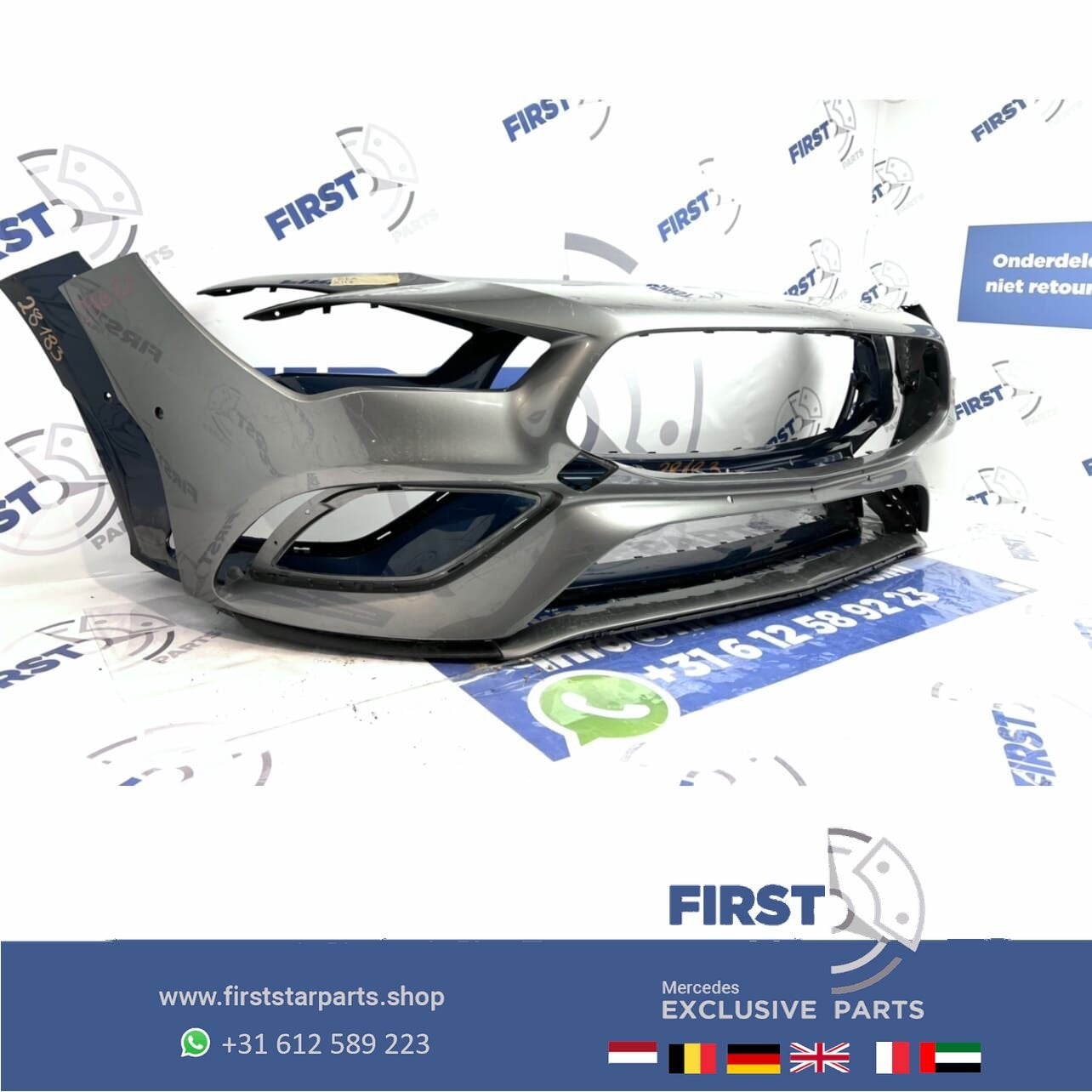 W118 X118 CLA 35 AMG VOORBUMPER GRIJS 2019-2022 ORIGINEEL MB, Gebruikt, -, Voor, Ophalen of Verzenden