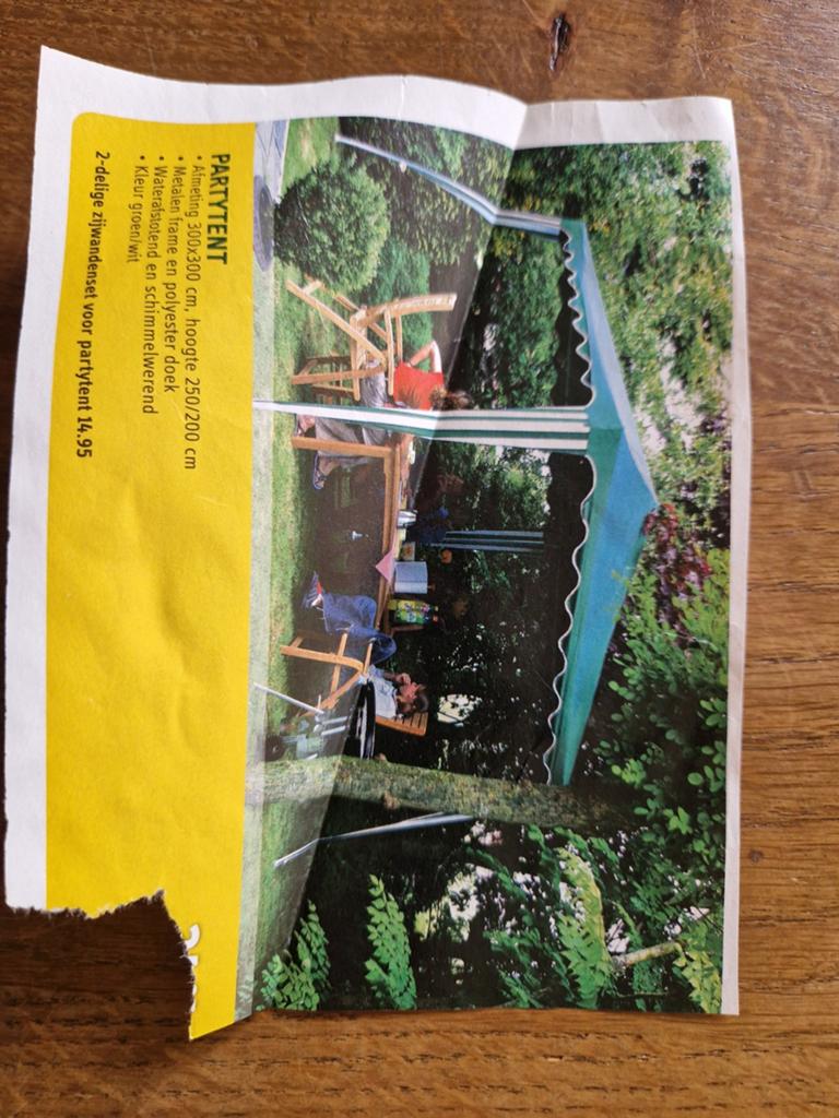 Partytent 3x3m groen/wit gestreept - gebruikt in verpakking, Tuin en Terras, Partytenten, Ophalen, Partytent, Minder dan 4 meter