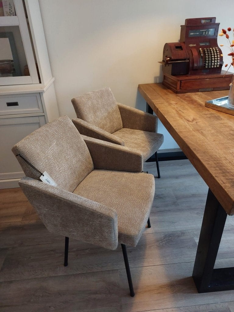 2x WOOOD Mount Eetkamerstoelen - zand - nieuw, Huis en Inrichting, Stoelen, Twee, Overige kleuren, Nieuw, Ophalen of Verzenden