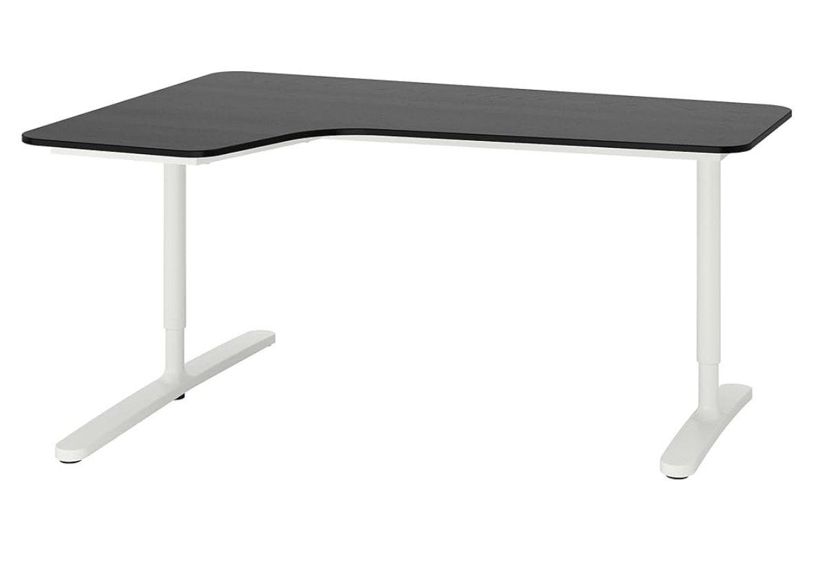 IKEA Hoekbureau Zwart/Wit, Ophalen, Spaanplaat of MDF, Hoekbureau, Zo goed als nieuw