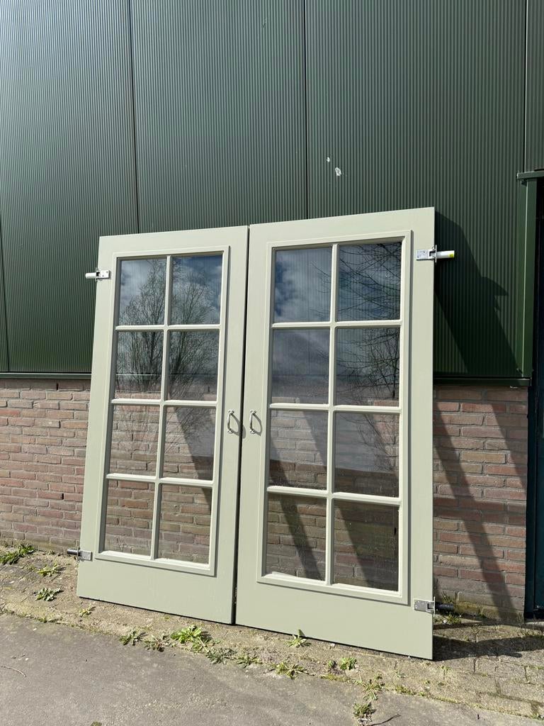 Groen grijze saloondeuren, binnendeuren, Doe-het-zelf en Verbouw, Deuren en Horren, Ophalen, Gebruikt, 120 cm of meer, Binnendeur