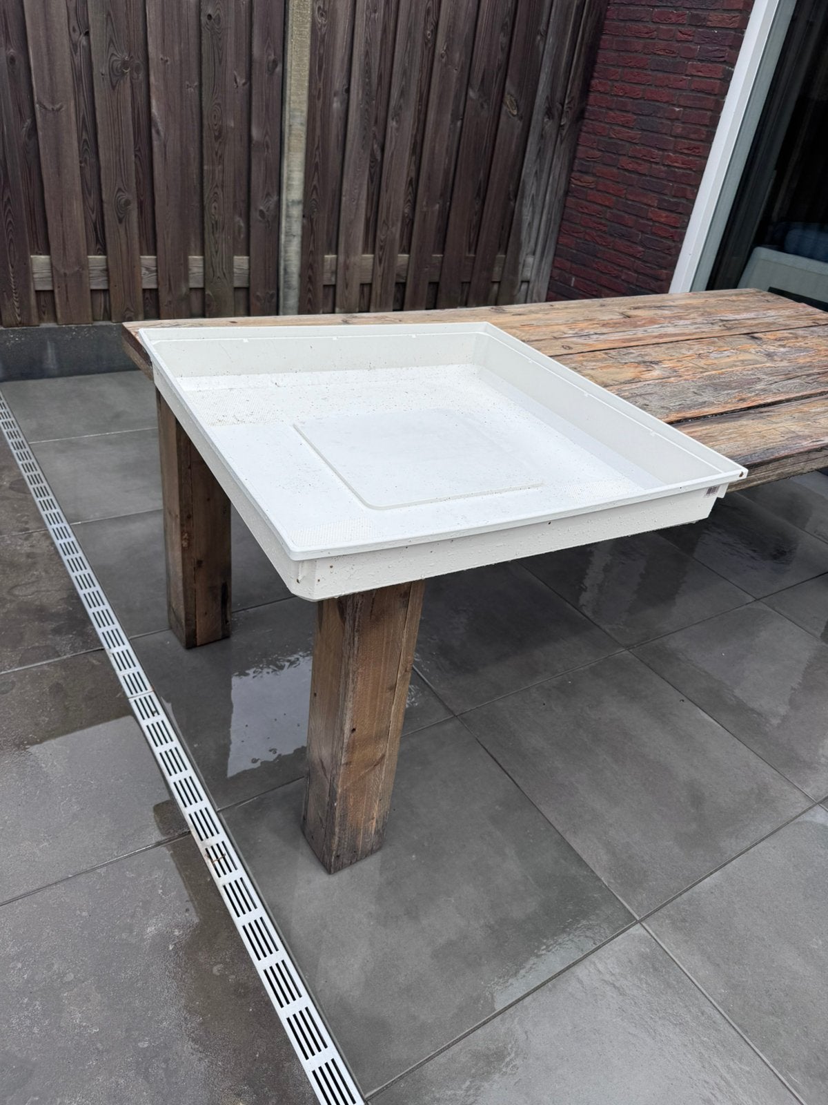 Kunststof opvangbak 70x70x10cm, kleur wit, Minder dan 4 kg, Ophalen, Minder dan 1200 toeren, Minder dan 85 cm