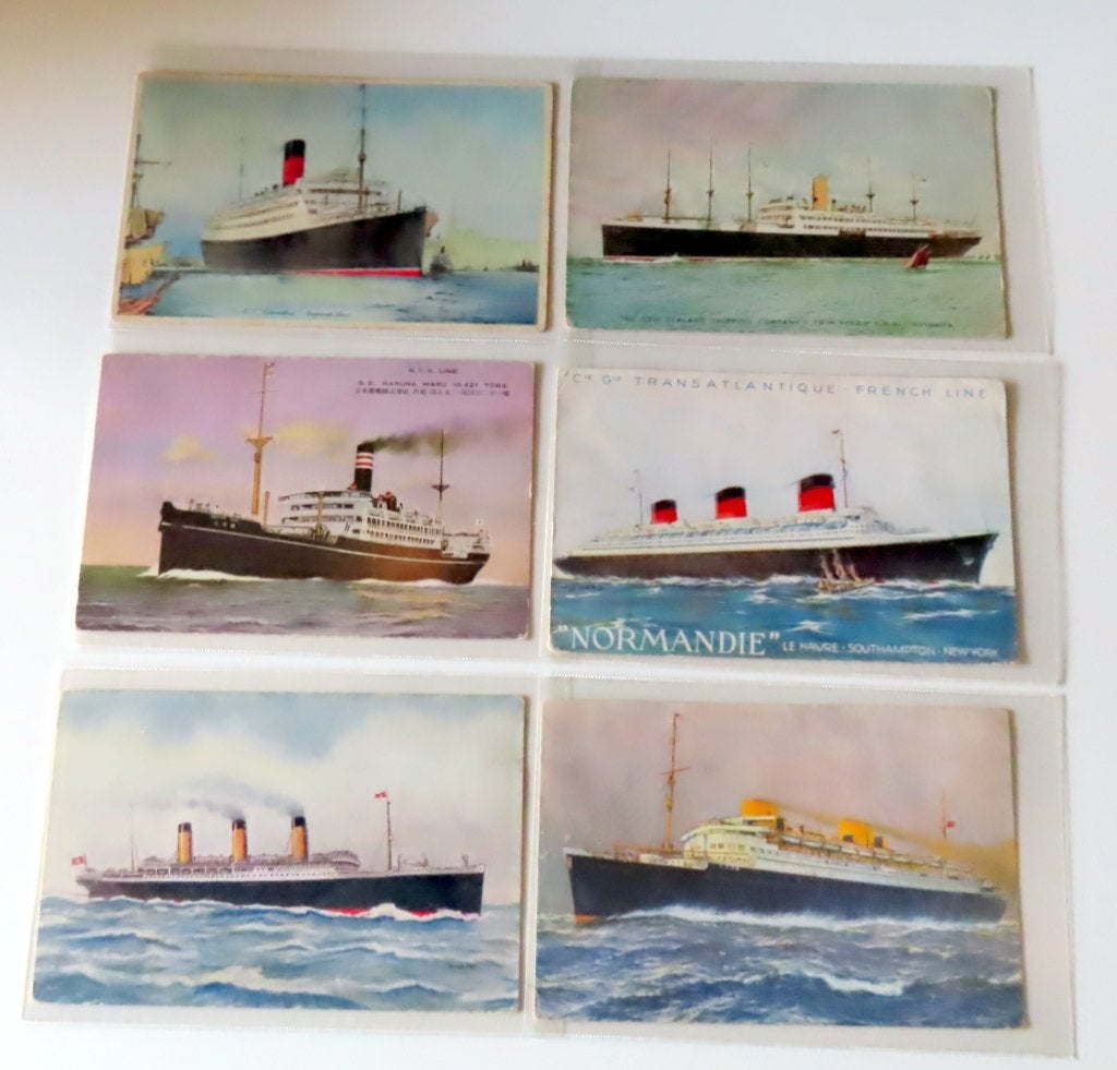 Uit inboedel: 33 antieke gekleurde ansichtkaarten schepen in, Verzenden, Zo goed als nieuw, Kaart, Foto of Prent