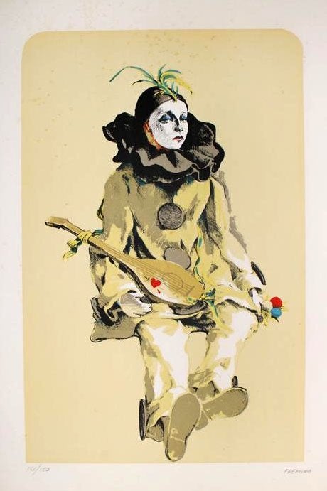 Alberto Fremura / Fantastische Litho " Harlekijn " /Handges., Antiek en Kunst, Kunst | Litho's en Zeefdrukken, Ophalen of Verzenden