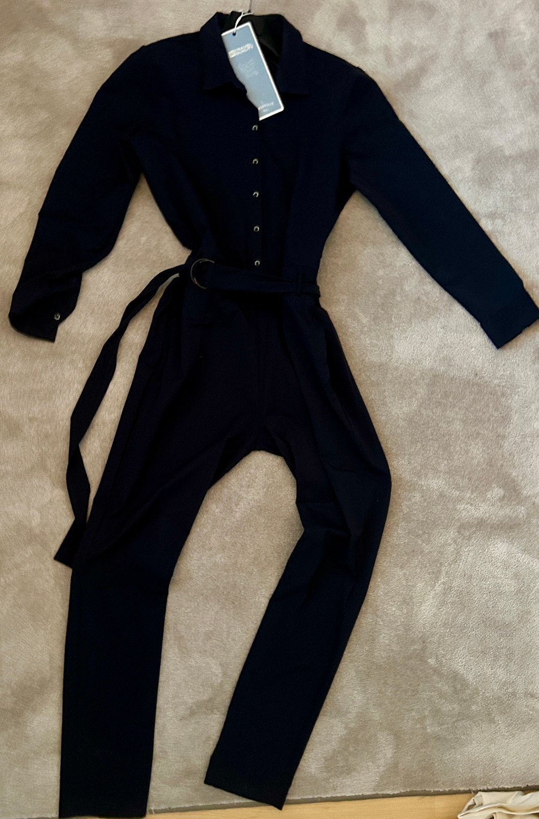 Jumpsuit travelstof navy blauw mt L/xl - zgan Je M’appelle, Ophalen of Verzenden, Zo goed als nieuw, Maat 42/44 (L), Blauw