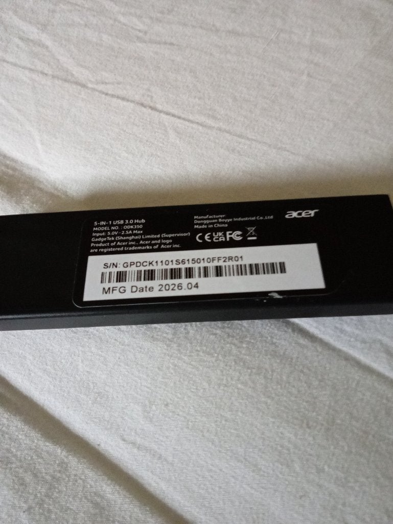 Acer USB 3.0 Hub, Computers en Software, Laptop, Ophalen of Verzenden, Zo goed als nieuw, USB-hub
